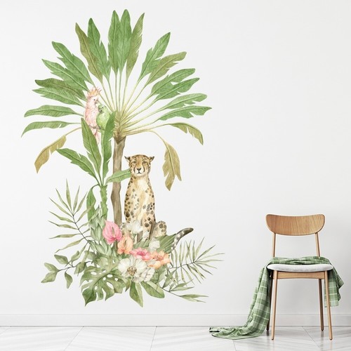 Leopard safari tropical palm - leopard,