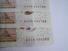 3 AA Bank Of England £10 Ten