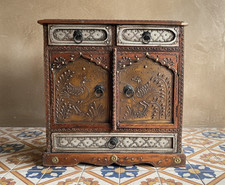 HAND PAINTED SOLID WOODEN WALL HANGING / TABLE TOP CHEST DRAWER STORAGE CABINET