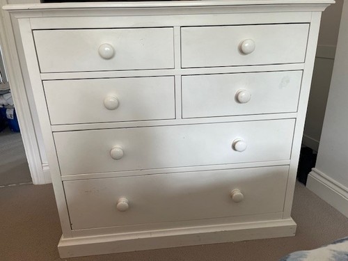 White company six draw - white, chest
