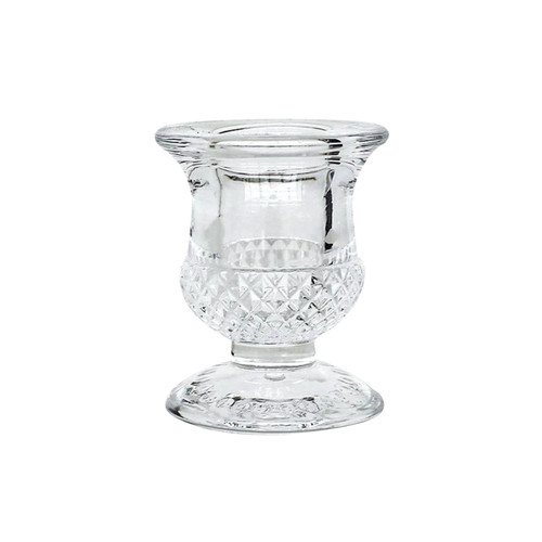 Clear glass candlestick - clear,