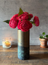 Brass metal bud vase cylinder - brass,