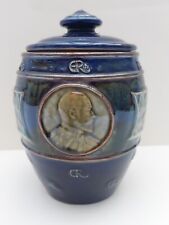 Doulton Lambeth Tobacco Jar  Coronation of Edward VII Q Alexandra in 1902