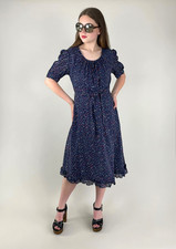 70's Vintage Denise Blue Ditsy