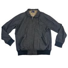 Fred Perry Men's Wool Bomber Harrington Jacket Grey Retro Style Size L 