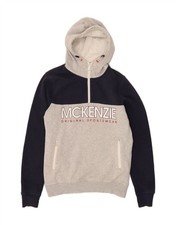 MCKENZIE Mens Hooded Zip Neck Zip Hoodie Sweater Medium Grey Colourblock AQ18
