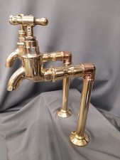  TALL BRASS &  COPPER BIB TAPS, RECLAIMED & FULLY REFURBISHED 15CM REACH SPOUT