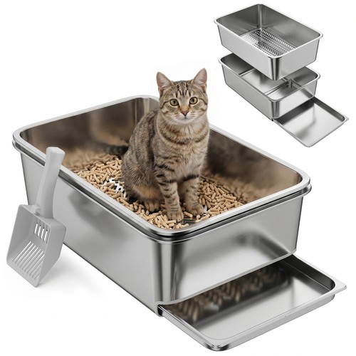 Stainless steel litter box - litter, box,