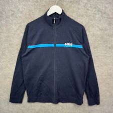Hugo Boss Jumper Mens Large Blue Cotton Sweatshirt Full Zip Tracksuit Top