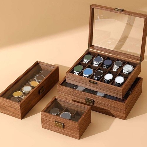 Walnut wood watch display - walnut,