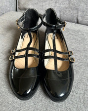 River Island Ladies Shoes 7 Patent Flat Mary Janes Smart Casual Worn Once