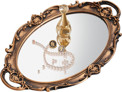 Vintage gold mirror tray - mirror,