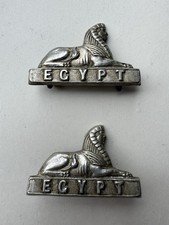 2 x Lincolnshire Regiment Egypt Collar Badges Pair Army Vintage Original