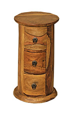 Goa Circular 3 Drawer Chest Solid Sheesham Fully Assembled