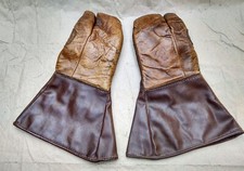 Rare WW2 RAF Leather Trigger Finger Gunners Gloves Mittens