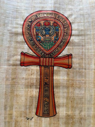Egyptian papyrus with ankh - egyptian,