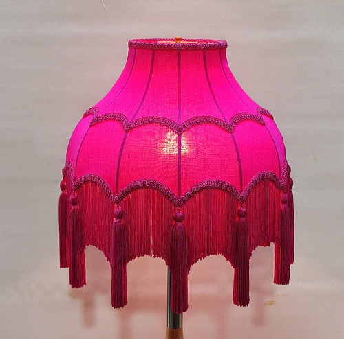 Victorian pink silk lampshade - silk,