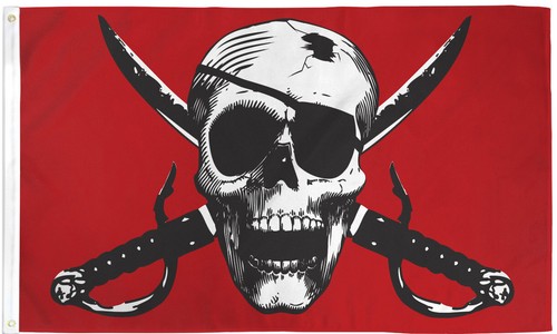 Crimson pirate flag - flag, 3x5ft