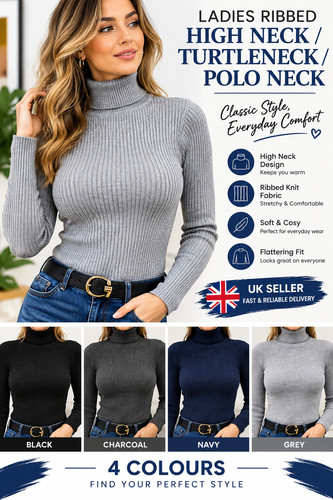 Ladies roll neck jumper - ladies,
