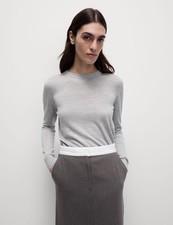 Marks & Spencer Womens Grey Merino Crew Long sleeved Women Jumper - M&S