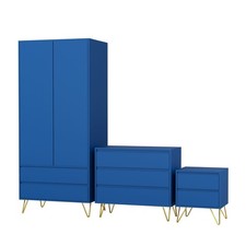 3 Piece Modern Bedroom Furniture Bedside Table Wardrobe Set Chest of Drawers