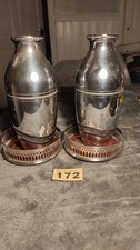Pair of Beldray Chromed Vases on Chrome and Wooden Effect Stands Vintage England