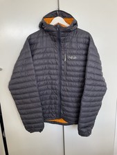 Rab Mens Microlight Alpine Puffer Steel Grey Hooded Down Coat Jacket Size XL