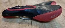Retro Viscount VR2 Titanium Rail Bicycle Saddle In Black/Red/Titanium USED