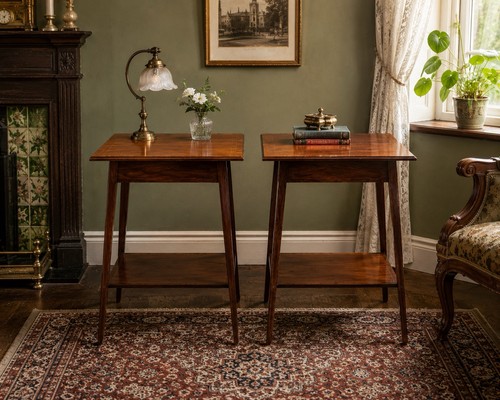 Edwardian inlaid mahogany lamp - edwardian,