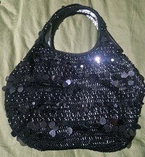 Crocheted Black Sequined