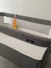 Babylo Snuggle Cuddle Co Grey Slate Bedside Cot with Mattress