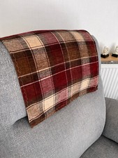 Chair Arm Back Cover Antimacassar Sofa Armchair 1 x TWEED TARTAN Velour Red