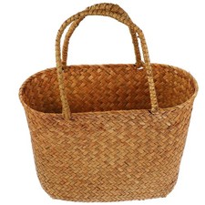 Gift Baskets Straw with Handle Small Woven Shopping Handles Natural
