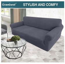 Granbest High Stretch Sofa Covers 3 Seater Super Soft Stylish  Grey