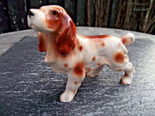 Vtg Ceramic Red & White Welsh Springer or Cocker Spaniel Figurine Ornament