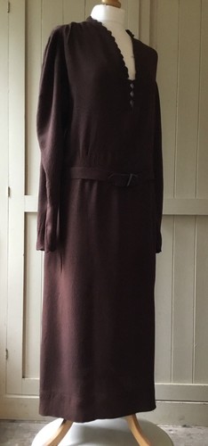Vintage 1930s crepe - crepe, brown