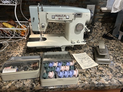 Vintage white sewing machine - vintage,