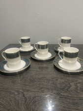 5 X Royal Doulton Carlyle Patter H5018 Coffee Demitasse & Saucers In V.G.C