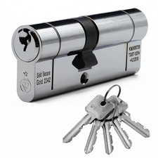 Euro Cylinder Door Lock TS007 1 Star Anti-Snap Chrome 5 Keys
