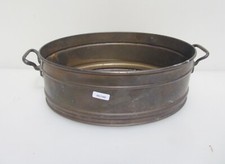 Antique Brass Pan Fish Kettle Trough Tub Vintage Old Handles Pot 13.5"W