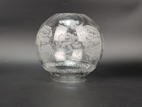 Vintage etched glass globe - glass,
