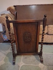 Art Deco Vintage Barley Twist Wooden Fire Screen - 77cm Height - 50cm Length