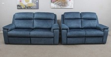 G Plan Thornbury Stingray Indigo Fabric Power 3 & 2 Seater Sofas Power Headrest