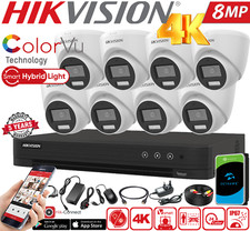 HIKVISION 4K CCTV Security Camera System Outdoor ColorVu Night Vision 8MP DVR UK