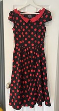 Hearts And Roses Rockability Black Red Polkadot Dress Size 12