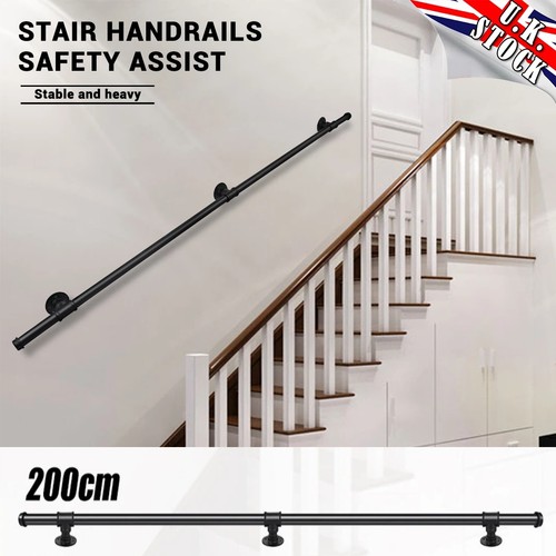 Black handrail stair rail grab - stair,