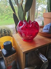 Fenton Red Glass Shelly Fenton