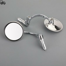 Chrome Handlebar End Mirrors Fit Motorcycle Cafe Racer Old School Clubman 22mm