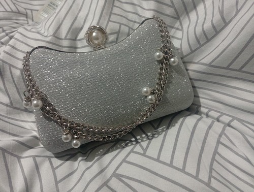 Elegant silver glitter clutch - elegant,