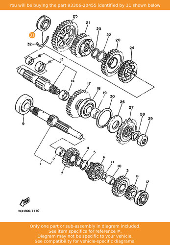 Yamaha bearing 93306 20455 - yamaha, 93306-20455
